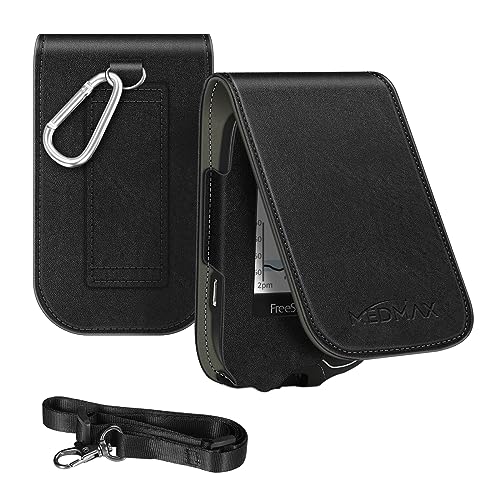 MEDMAX Hülle für Freestyle Libre 3/2 / Libre Reader Blutzuckermessgerät, Hülle mit Neckholder zum Umhängen, Kunstleder Schutzhülle Cover mit Karabinerhaken für Diabetiker, (Schwarz) von MEDMAX