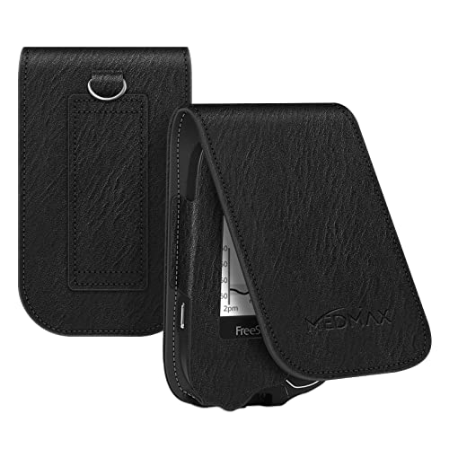 MEDMAX Hülle für Freestyle Libre 3/2 / Libre Reader Blutzuckermessgerät, stoßfeste Kunstleder Schutzhülle Cover mit Clip und Griff für Diabetiker, (Schwarz) von MEDMAX