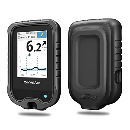 MEDMAX Hülle für Freestyle Libre 3/2 / Libre Reader Blutzuckermessgerät, Leichte stoßfeste Anti-Rutsch Silikon Schutzhülle Cover mit erhabener Abschrägung, Schwarz MEDMAX Hülle für Freestyle Libre 3/2 / Libre Reader Blutzuckermessgerät, Leichte stoßfeste Anti-Rutsch Silikon Schutzhülle Cover mit erhabener Abschrägung, Schwarz von MEDMAX