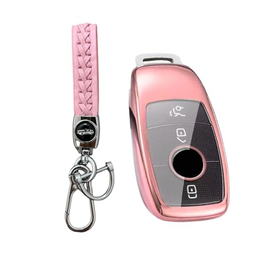 【5 Farben】 MEDZUK Kompatibel mit Mercedes Benz EQB X243 2021-2023 2024 Autoschlüssel Hülle mit Schlüsselanhänger Zubehör (Rosa) von MEDZUK