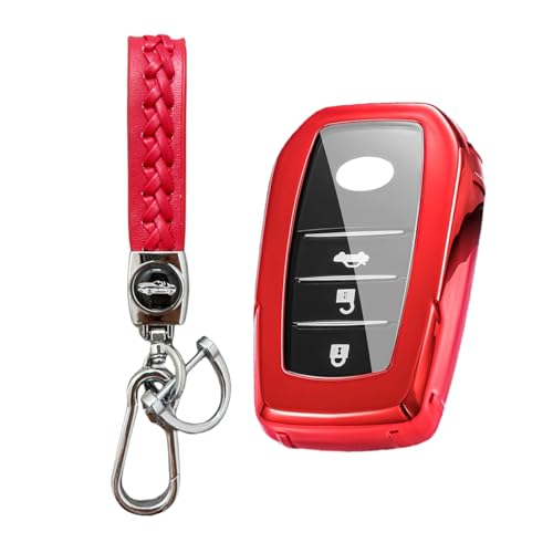 【5 Farben】 MEDZUK Kompatibel mit Toyota bZ4X 2022-2023 2024 Auto Schlüsselhülle mit Schlüsselanhänger Zubehör (Rot) von MEDZUK