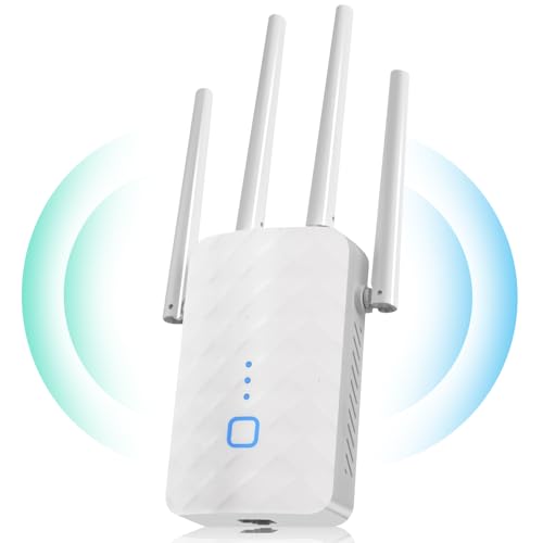 Wlan Verstärker, 1200Mbit/s Wlan Repeater, 5G&2.4G Dualband Ultraxtender WiFi Verstärker mit LAN anschluss, WPS, Kompatibel mit 99% Standard-WiFi Routern, Deckt bis zu 9200Sq.ft und 35 Geräte ab Wlan Verstärker, 1200Mbit/s Wlan Repeater, 5G&2.4G Dualband Ultraxtender WiFi Verstärker mit LAN anschluss, WPS, Kompatibel mit 99% Standard-WiFi Routern, Deckt bis zu 9200Sq.ft und 35 Geräte ab von MEETOWN