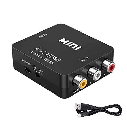 MEETTIKEY AV-zu-HDMI-Adapter, Mini-AV-zu-HDMI-Video-Audio-Signalkonverter, unterstützt 720/1080P, geeignet für PC/Xbox/STB/VCR/DVD/TV (schwarz) von MEETTIKEY