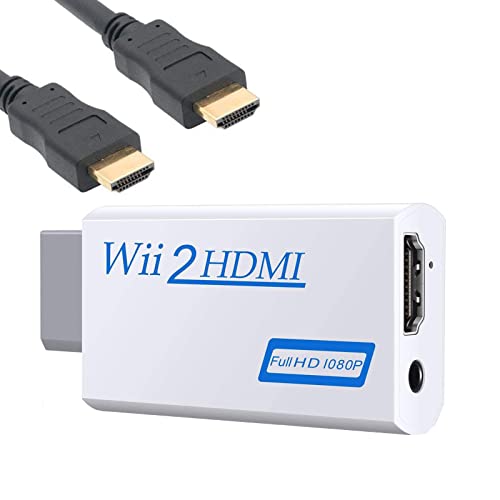 Wii Hdmi Adapter, Wii Zu Hdmi Konverter, 1080p/720p Hd Konverter Adapter Mit 3,5 Mm Audio Und Hdmi Ausgang + 1,5 M Hdmi Kabel FüR Wii Monitor, Fernseher, Projektor (Weiß) von MEETTIKEY