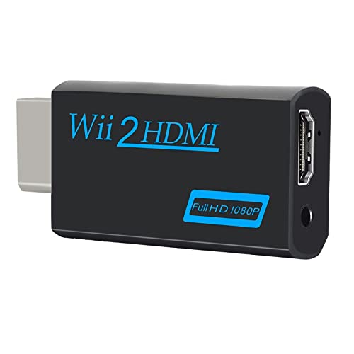 wii hdmi Adapter, Wii-Zu-Hdmi-Konverter, UnterstüTzt Alle Wii-Anzeigemodi 1080p Hd-Adapter Mit 3,5-Mm-Audio- Und Hdmi-Ausgang FüR Wii-Monitor, Fernseher, Projektor (Schwarz) von MEETTIKEY