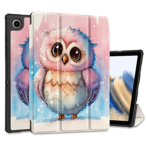 MEEgoodo Hülle für Samsung Galaxy Tab A8 10,5 Zoll Hülle 2022 Modell (SM-X200/X205/X207), Smart Tablet Cover mit dreifach klappbarem Ständer + weiche TPU-Rückschale + Auto Wake/Sleep, Baby Eule von MEEgoodo