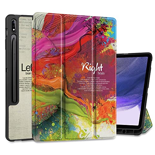 MEEgoodo Schutzhülle für Samsung Galaxy Tab S8 Plus 2022/S7 FE 2021/S7 Plus 2020 12,5 Zoll Hülle mit S-Stifthalter, Tablet-Hüllen mit Lederklappständer + weiche TPU-Rückschale + Smart Auto von MEEgoodo