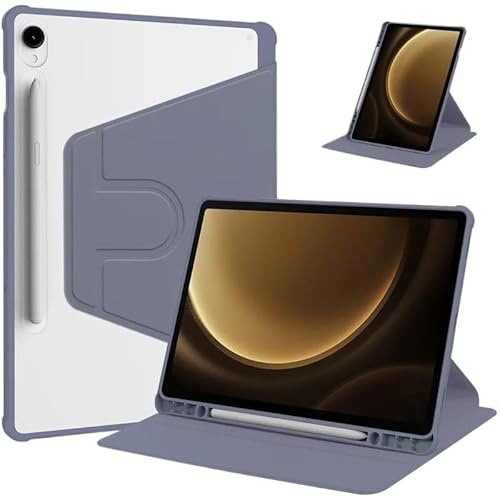 360-Grad-Dreh-Tablet-Hülle, geeignet for Samsung Galaxy Tab S9 Plus/S9FE Plus 12,4 Zoll, PU-Lederhülle mit S-Stifthalter(Purple,Tab S9FE Plus) von MEFEPLPBZC