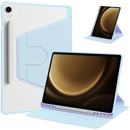 MEFEPLPBZC 360-Grad-Dreh-Tablet-Hülle, geeignet for Samsung Galaxy Tab S10 FE Plus 13,1 Zoll SM-X620 2025, PU-Lederhülle mit S-Stifthalter(Blue) von MEFEPLPBZC
