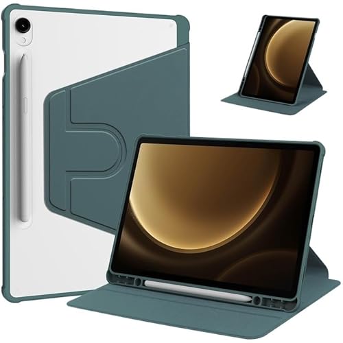 MEFEPLPBZC 360-Grad-Dreh-Tablet-Hülle, geeignet for Samsung Galaxy Tab S10 FE Plus 13,1 Zoll SM-X620 2025, PU-Lederhülle mit S-Stifthalter(Green) von MEFEPLPBZC