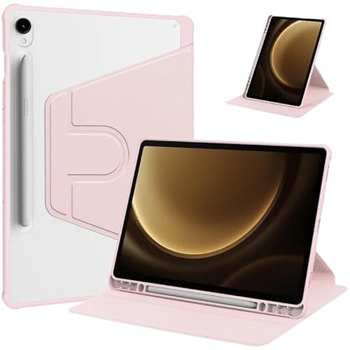 MEFEPLPBZC 360-Grad-Dreh-Tablet-Hülle, geeignet for Samsung Galaxy Tab S10 FE Plus 13,1 Zoll SM-X620 2025, PU-Lederhülle mit S-Stifthalter(Pink) von MEFEPLPBZC