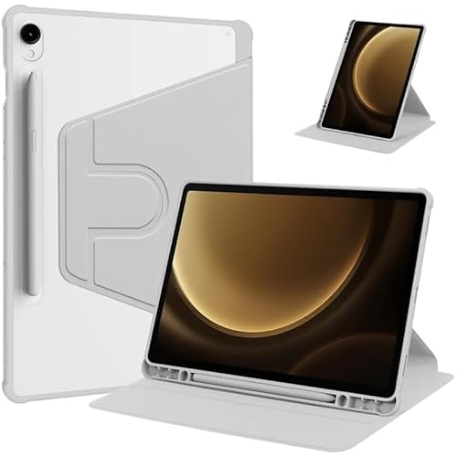 MEFEPLPBZC 360-Grad-Dreh-Tablet-Hülle, geeignet for Samsung Galaxy Tab S9 Plus/S9FE Plus 12,4 Zoll, PU-Lederhülle mit S-Stifthalter(Gray,Tab S9 Plus) von MEFEPLPBZC