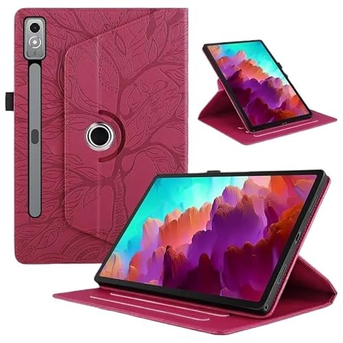 MEFEPLPBZC 360-Grad-Drehabdeckung, geeignet for Lenovo Xiaoxin Pad Pro 12,7 Zoll 2023 TB-370FU, PU-Leder-Tablet-Abdeckung(Red) von MEFEPLPBZC