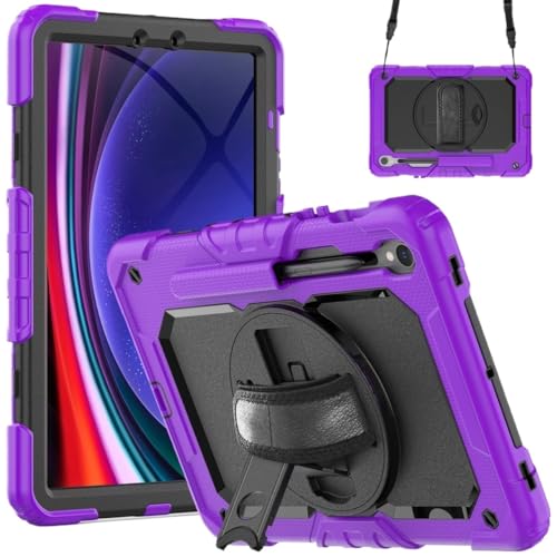 MEFEPLPBZC 360-Grad-Drehung for Tablet-Hülle, passend for Samsung Galaxy Tab S10 FE 10,9 Zoll 2025 SM-X520/526B, mit Handschlaufe und Schultergurt(Purple) von MEFEPLPBZC