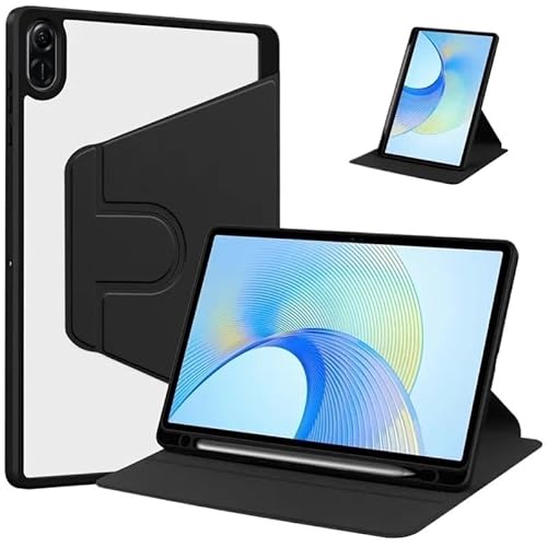 MEFEPLPBZC 360° drehbare Acryl-Ständer-Rückseite, passend for Huawei Honor Pad X8a X9 11 Zoll NDL-W09 2024 Hülle mit Stifthalter(Black,Pad X9 2024) von MEFEPLPBZC