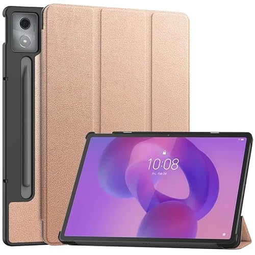 MEFEPLPBZC Dreifach faltbares PU-Lederetui mit Standfunktion, geeignet for Lenovo Idea Tab Pro 12,7 Zoll TB375FC TB373FU 2025 Tablet-Abdeckung(Rose Gold) von MEFEPLPBZC
