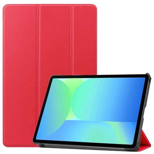MEFEPLPBZC Dreifach gefaltete, leichte Tablet-Hülle aus PU-Leder, geeignet for Samsung Galaxy S10 FE Plus 13,1 Zoll 2025, stoßfeste Schutzhülle(Red) von MEFEPLPBZC