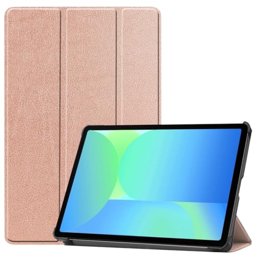 MEFEPLPBZC Dreifach gefaltete, leichte Tablet-Hülle aus PU-Leder, geeignet for Samsung Galaxy S10 FE Plus 13,1 Zoll 2025, stoßfeste Schutzhülle(Rose Gold) von MEFEPLPBZC