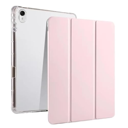 MEFEPLPBZC Dreifach gefaltete Tablet-Hülle aus PU-Leder, geeignet for Huawei Matepad SE 11 AGS6-W00 W09 2024, weiche Rückseite mit Standfunktion und Stifthalter(Pink) von MEFEPLPBZC