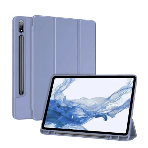 MEFEPLPBZC Dreifach klappbare Tablet-Hülle mit Ständer, geeignet for Samsung GalaxyTab S10 Plus 12,4 Zoll 2024 SM-X820/X826, automatischer Ruhezustand mit S-Pen-Steckplatz(Purple) von MEFEPLPBZC