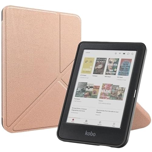 MEFEPLPBZC Mehrfach Faltbare magnetische E-Reader-Hülle, geeignet for Kobo Clara Color 6 Zoll N367 (2024), mit automatischem Ruhezustand(Rose Gold) von MEFEPLPBZC