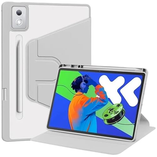 MEFEPLPBZC PU-Leder-Tablet-Hülle, geeignet for Lenovo Xiaoxin Pad Pro 12,7 Zoll 2025 TB-375FC TB-373FU, drehbare Ständerabdeckung aus Acryl(Gray) von MEFEPLPBZC