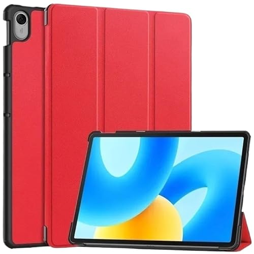 MEFEPLPBZC PU-Leder-Tablet-Hülle geeignet for Huawei MatePad 11.5 BTK-W00 Air 11.5 DBY2-W00 2023 Dreifach-Klappständer Smart Shell(Red,MatePad 11.5 2023) von MEFEPLPBZC