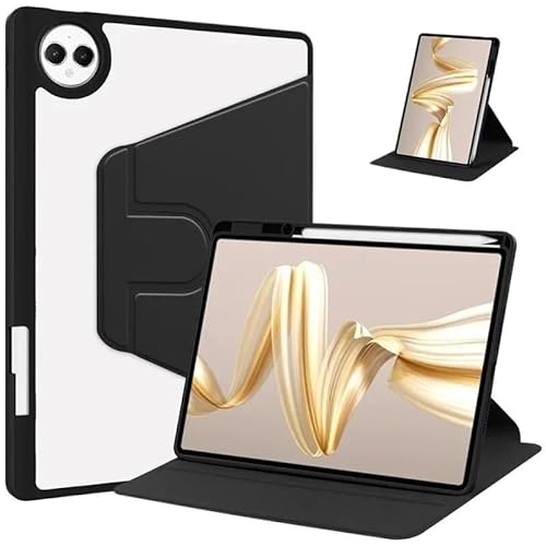 MEFEPLPBZC Rotations-Tablet-Hülle, geeignet for Huawei MatePad Pro 12,2 Zoll MRO-W00 W10 2024, Acryl-Hardcover mit Stiftschlitz(Black) von MEFEPLPBZC