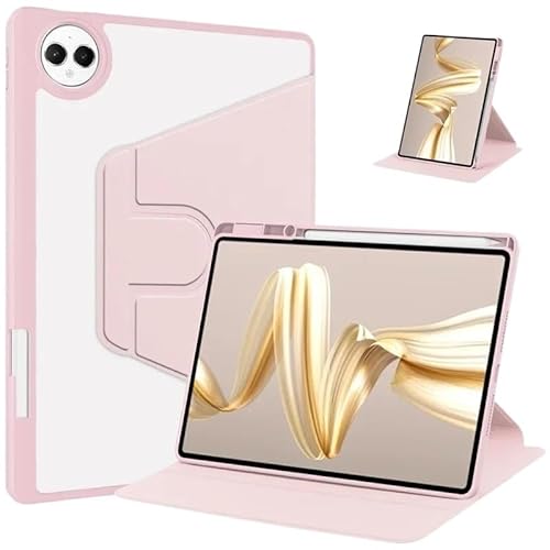 MEFEPLPBZC Rotations-Tablet-Hülle, geeignet for Huawei MatePad Pro 12,2 Zoll MRO-W00 W10 2024, Acryl-Hardcover mit Stiftschlitz(Pink) von MEFEPLPBZC