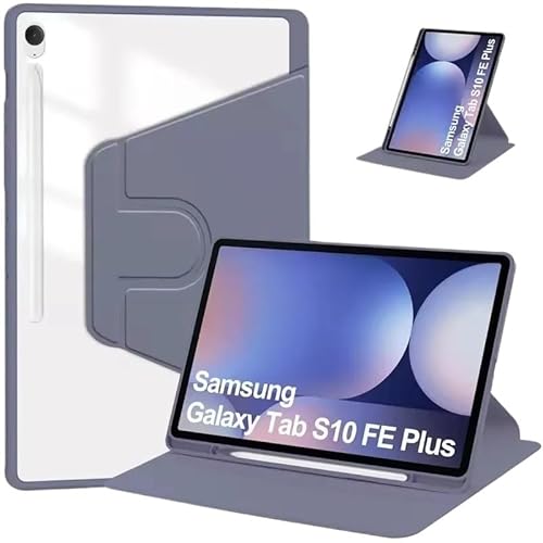 MEFEPLPBZC Rotations-Tablet-Hülle, geeignet for Samsung Galaxy Tab S10 FE 10,9 Zoll/S10FE Plus 13,1 Zoll 2025, PU-Lederabdeckung mit S-Pen-Steckplatz(Purple,S10FE Plus 13.1") von MEFEPLPBZC
