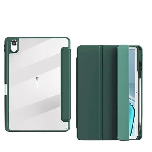 MEFEPLPBZC Smart-Tablet-Abdeckung aus PU-Leder, geeignet for Huawei Matepad 11.5S TGR-W09 TGR-W10 2024, Acryl-Rückseitenhülle mit Stifthalter(Dark Green) von MEFEPLPBZC