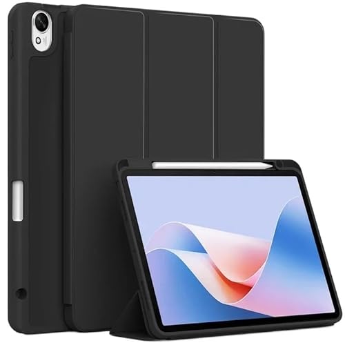 MEFEPLPBZC Smart Tablet Cover Geeignet for Huawei MatePad 11.5S 2024 Trifold PU Leder Flip Soft Back Case mit Bleistifthalter(Black) von MEFEPLPBZC