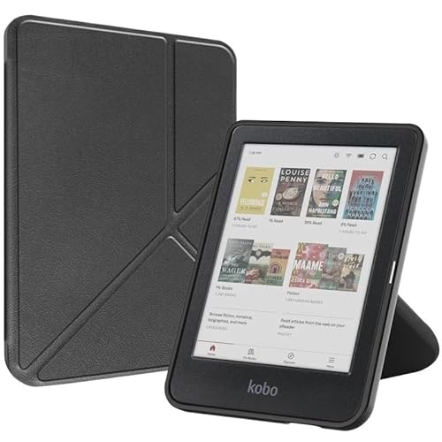 MEFEPLPBZC Standhülle passend for Kobo Clara 2E 6 Zoll N506 PU-Leder Mehrfach Faltbare E-Book-Abdeckung Auto Sleep/Wake(Black) von MEFEPLPBZC