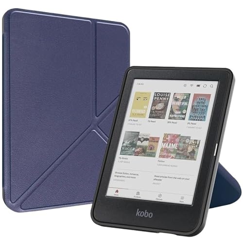 MEFEPLPBZC Standhülle passend for Kobo Clara 2E 6 Zoll N506 PU-Leder Mehrfach Faltbare E-Book-Abdeckung Auto Sleep/Wake(Blue) von MEFEPLPBZC