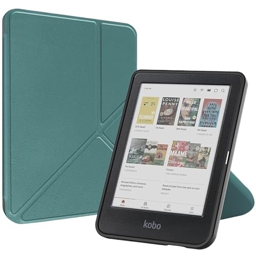 MEFEPLPBZC Standhülle passend for Kobo Clara 2E 6 Zoll N506 PU-Leder Mehrfach Faltbare E-Book-Abdeckung Auto Sleep/Wake(Dark Green) von MEFEPLPBZC
