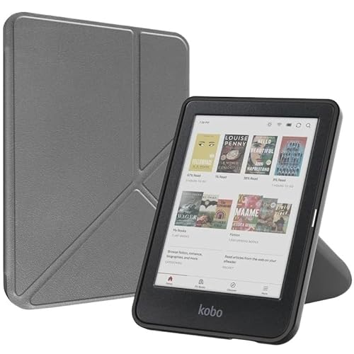 MEFEPLPBZC Standhülle passend for Kobo Clara 2E 6 Zoll N506 PU-Leder Mehrfach Faltbare E-Book-Abdeckung Auto Sleep/Wake(Gray) von MEFEPLPBZC