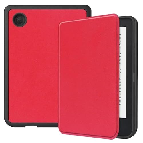 MEFEPLPBZC TPU-Lederrückseite mit magnetischer Abdeckung, geeignet for Kobo Clara Colour/BW/2E 6" Ebook Slim Protector Case(Red,Clara Colour 2024) von MEFEPLPBZC