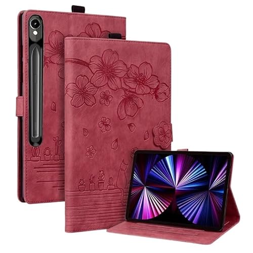 MEFEPLPBZC Tablet-Hülle geeignet for Samsung Galaxy Tab S10 FE Plus 13,1 Zoll SM-X620 X626 Luxus-Wallet-Stand-Flip-Cover(Red) von MEFEPLPBZC