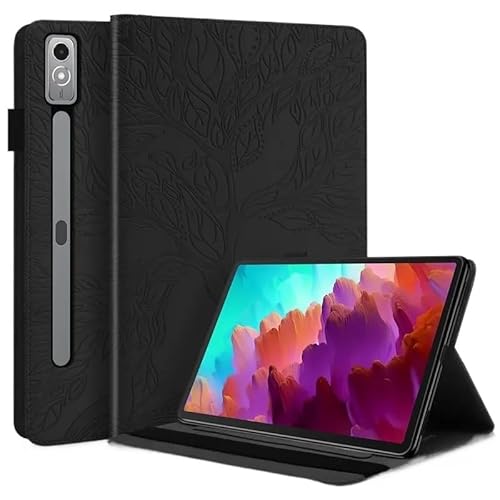 MEFEPLPBZC Tablet-Hülle mit 3D-Baumprägung, geeignet for Lenovo Xiaoxin Pad Pro Tab P12 12.7 Folio-Ständer, weiche TPU-Rückseite(Black,for Xiaoxin Pad Pro 12.7) von MEFEPLPBZC