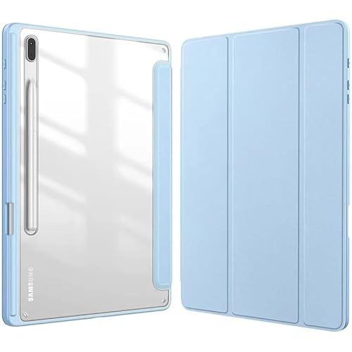 MEFEPLPBZC Transparente Tablet-Hülle mit Rückseite, passend for Samsung Galaxy Tab S6 Lite 10,4 Zoll (2024 2022 2020) mit S-Pen-Halter(Sky Blue) von MEFEPLPBZC
