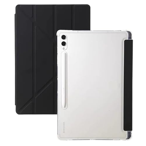MEFEPLPBZC Y Faltbare Tablet-Hülle, geeignet for Samsung Galaxy Tab S10FE 10,9 Zoll, S10FE Plus 13,1 Zoll, transparente Rückseite mit S-Pen-Steckplatz(Black,S10FE Plus 13.1") von MEFEPLPBZC