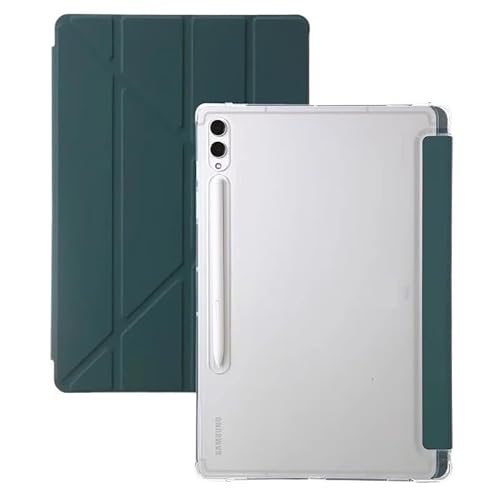 MEFEPLPBZC Y Faltbare Tablet-Hülle, geeignet for Samsung Galaxy Tab S10FE 10,9 Zoll, S10FE Plus 13,1 Zoll, transparente Rückseite mit S-Pen-Steckplatz(Dark Green,S10FE Plus 13.1") von MEFEPLPBZC