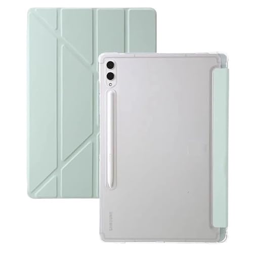 MEFEPLPBZC Y Faltbare Tablet-Hülle, geeignet for Samsung Galaxy Tab S10FE 10,9 Zoll, S10FE Plus 13,1 Zoll, transparente Rückseite mit S-Pen-Steckplatz(Light Green,S10FE Plus 13.1") von MEFEPLPBZC