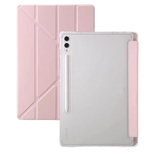 MEFEPLPBZC Y-Falttabletthülle, geeignet for Samsung Galaxy Tab S10 Plus/S9 Plus/S9FE Plus 12,4 Zoll, transparente Acrylrückseite(Pink,S10 Plus) von MEFEPLPBZC