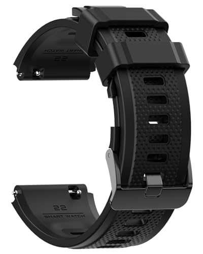 MEGALITH 22 mm Gummi Uhrenarmband mit Schnellverschluss Weichgummi Ersatzriemen Wasserdichtes für Männer Frauen Sport Uhrenarmbänder Schwarz von MEGALITH