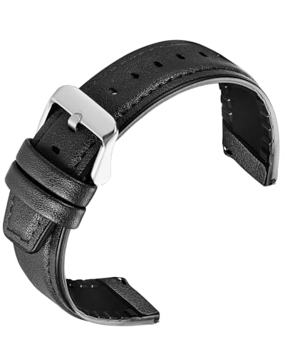 MEGALITH 22 mm Leder Uhrenarmband mit Schnellverschluss für Männer und Frauen Leder-Uhrenarmbänder Ersatzarmband Universal-Uhren - Schwarz von MEGALITH