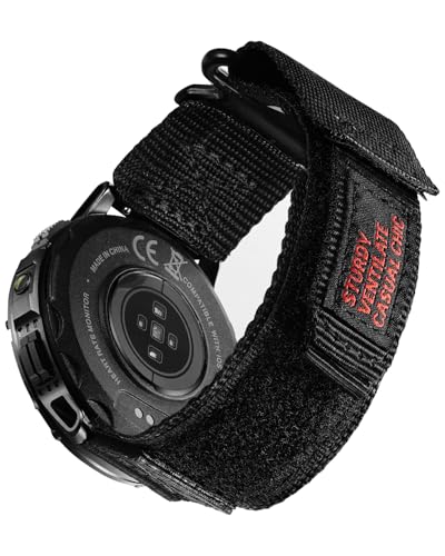 MEGALITH 22 mm Nylon Militär Uhrenarmband Schnalle aus Edelstahl Schnellverschluss Aatmungsaktive Armband für Herren - Schwarz von MEGALITH