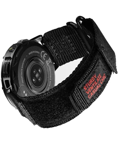 MEGALITH 22mm Nylon Armband für Herren Ersatz: Klettverschluss Uhrenarmband mit Schnellverschluss Kompatibel mit Smartwatch und Armbanduhr - Sport Verstellbares Uhrenarmbänder Schwarz von MEGALITH