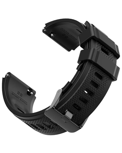MEGALITH 22mm Uhrenarmbänder Silikon mit Schnellverschluss Ersatz: Schwarz Armband für Herren Kompatibel mit Smartwatch und Armbanduhr - Sport Watch Straps von MEGALITH