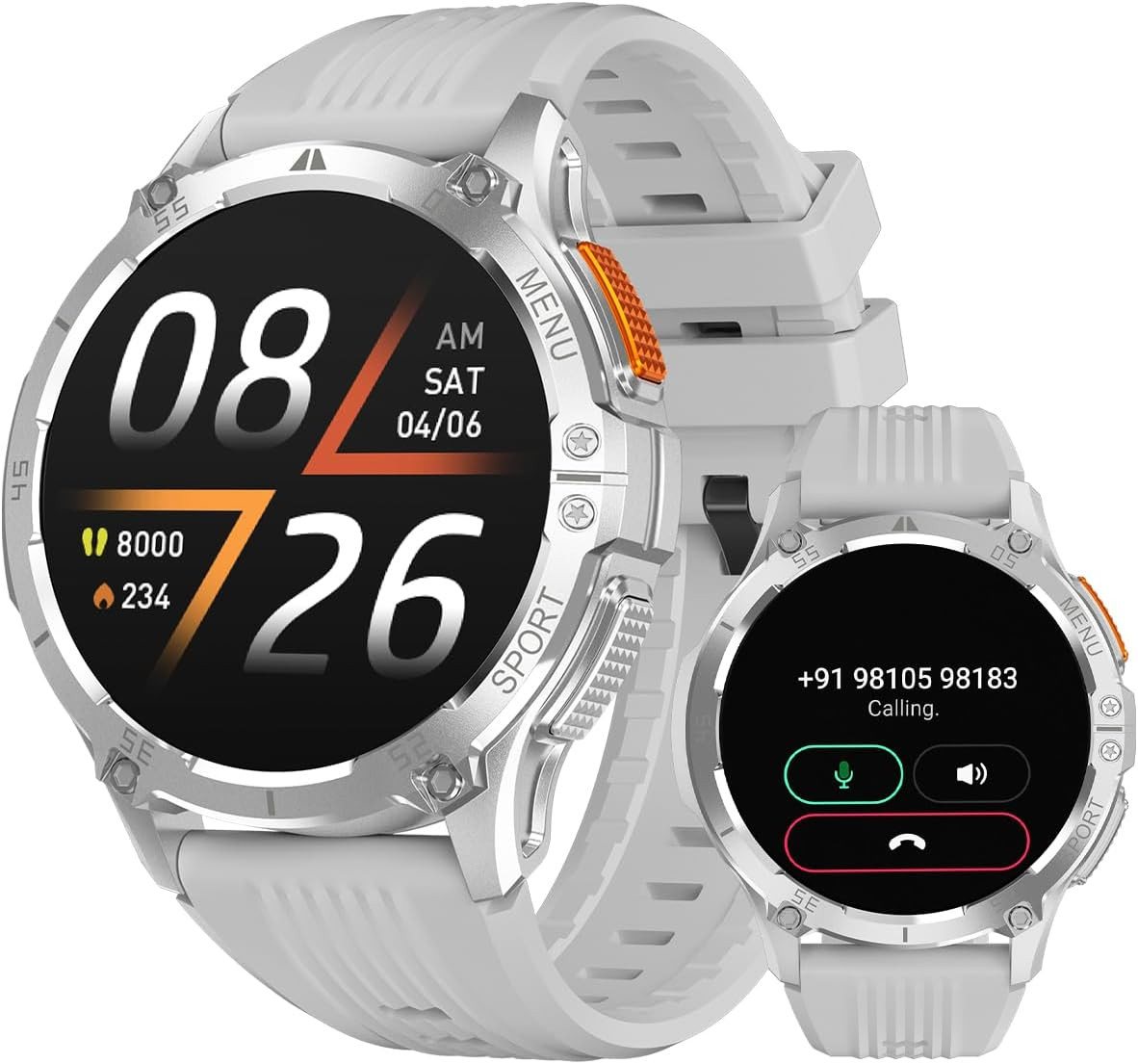 MEGALITH Fur Herren mit Telefonfunktion Bluetooth Smartwatch (1..43 Zoll, Android / iOS), Mit IP67-Wasserdicht Blutdruck Sport Fitness Pulsuhr von MEGALITH